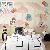 温馨儿童房墙纸 环保定制壁纸兔子游乐园 韩式卡通壁画可爱公主房