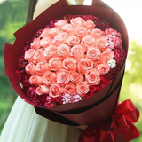 33朵粉玫瑰花束鲜花速递全国圣诞节情人生日鲜花同城送花深圳北京