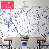 茂行中式国画壁纸花鸟树枝工笔画定制背景墙纸个性定制 陌上花开