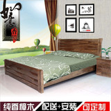 实木家具香樟木床专业定制1米8双人床中式现代三包到家厂家直销