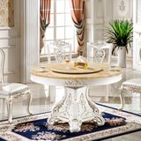 欧式餐桌实木餐桌椅组合大理石圆桌双层圆桌法式餐台白色饭桌包邮