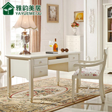 雅韵美居 韩式田园电脑桌台式家用实木办公桌欧式书桌白色写字台