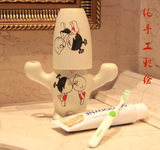 包邮个性创意 卡通陶瓷情侣牙刷架 漱口杯  情人节婚庆工艺礼品物