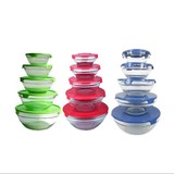 批发特价 透明玻璃碗带盖5件套沙拉碗甜品碗保鲜碗五件套支持批发