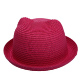 草帽 儿童女士韩国亲子帽子折叠夏天防晒猫耳朵遮阳帽