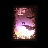 影纸雕灯卧室床头小夜灯台灯麋鹿创意生日礼物实用礼品灯3D立体光