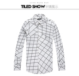 53103104#GXG男装正品代购 2015 秋季 黑白条纹 长袖衬衫 原:469