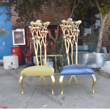 精致居家实体工厂定制后现代纯实木艺术椅花骨朵金箔展示装饰椅子