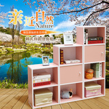 简约书架组合柜韩式现代带门儿童小孩彩色置物架单个书柜特价包邮