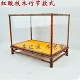 厂家直销红木宝笼玻璃罩红酸枝竹节高茶壶佛像观音玉石展示盒定做