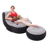 INTEX充气沙发68564植绒沙发 懒人休闲沙发躺椅 阳台沙发带脚凳 ?