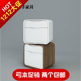包邮储物柜 简约时尚实木贴皮床边柜 白色烤漆床头柜简欧二斗柜