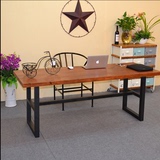 铁艺实木餐桌 现代简约办公桌  实用实木桌 复古铁艺个性办公桌