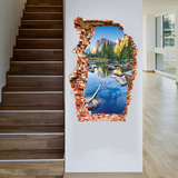 温馨客厅卧室玄关3D立体 风景墙贴墙纸环保pvc防水自粘装饰可移除