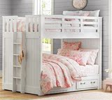 美式上下床双层子母床高低床白色儿童床多功能床全实木支持定制