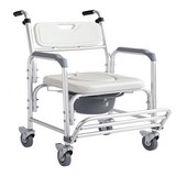 佛山轮椅带轮座便椅铝合金洗澡椅 老人坐便器 孕妇移动冲凉坐厕椅