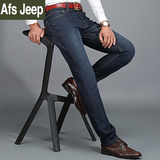 新款AfsJeep战地吉普男士牛仔裤加绒大码宽松时尚百搭潮牛仔长裤