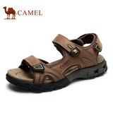 Camel骆驼凉鞋男夏季 2016新款 牛皮凉鞋休闲沙滩鞋魔术贴