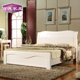 简约现代实木双人床1.8M1.5米全橡木大床豪华婚床储物高箱床白色