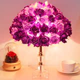 热卖风恋霞浪漫欧式个性创意台灯卧室床头灯紫色温馨水晶台灯