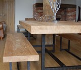 定制实木美式复古铁艺办公桌酒吧茶桌工作台长方桌餐桌铁艺简约