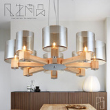 凡生尚品北欧宜家现代LED简约实木美式客厅卧室木质餐厅玻璃吊灯