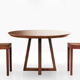 美式简约复古实木餐桌大圆桌圆形榆木餐桌宜家设计师实木餐桌茶几