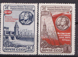 苏联1951年-十月革命34年水利工程水电站列宁斯大林浮雕2全1651
