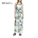 MO&Co.夏季款椰树印花女装连衣裙 欧美风时尚无袖松紧腰长裙moco