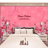 大型壁画电视沙发卧室背景墙影视墙墙壁纸浪漫粉红卡通花朵