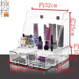 韩国透明化妆品收纳盒 特大号翻盖防尘收纳柜 洗漱台防水展示架