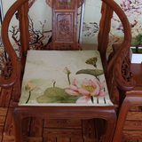 水墨画荷花 新中式坐垫复古红木沙发椅垫餐椅垫 加厚海绵座垫定做