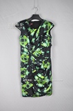 大促销雅莹正品代购高级系列G12PB4016A绿色桑蚕丝连衣裙
