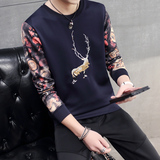 2016新款男士长袖T恤圆领卫衣青年秋季韩版潮流男装修身上衣服装