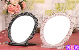 韩国进口安娜苏系列台式单面镜圆形折叠镜子复古黑色高档公主镜子