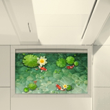佩格浴室防滑地面贴洗手间防水地砖贴画卧室地板装饰3D画荷塘鲤鱼