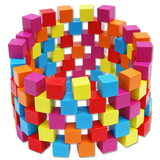 包邮积木立方体方木块100粒几何彩色正方体数学教具木制益智玩具