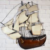3D帆船铁艺壁挂家装饰品壁饰 墙上挂饰创意挂件地中海背景墙饰