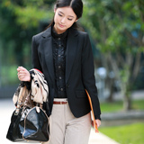 OFFIY-LOGIC系列女士精纺羊毛面试修身黑色正装套装职业装西装