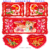 结婚版十字绣五件套包邮最新款大红喜庆3D印花枕头套件情侣款