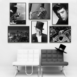 客厅现代欧式简约有框画黑白人物装饰画照片墙画吧台壁画卧室挂画