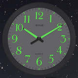 Riyue 18英寸静音钟表时尚挂钟客厅夜光时钟挂表圆形钟办公石英钟