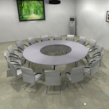 高档时尚圆形3米直径会议桌大型洽谈台商务会客桌钢木白色培训台