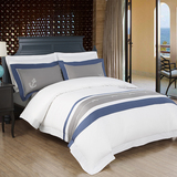 五星级酒店素色双拼四件套床上用品纯棉1.51.82.0m床被套双人全棉