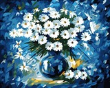 数字油画diy包邮 客厅风景花卉卧室大幅手绘装饰画 蓝调雏菊