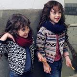 韩国童装女童 2015秋冬新品 个性波浪网格夹棉外套