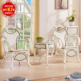 新品欧式白色藤椅三件套阳台桌椅组合休闲椅小藤椅子创意藤编家具