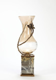 奇石 玻璃 铜现代花插花瓶摆件 欧式花插 花瓶饰品摆件
