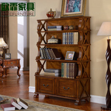 实木美式书架 五层欧式置物架 艺术创意储物架 落地家用书柜 特价
