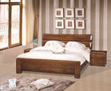 现代中式实木家具大床  卧室1.5/1.8米胡桃色单双人床厂家特价